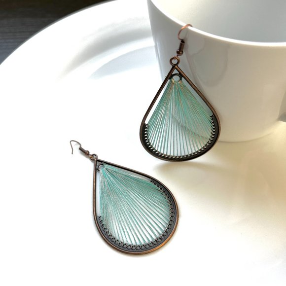 NEW "Dew" Bronze Earrings (Green) - Picture 2 of 6